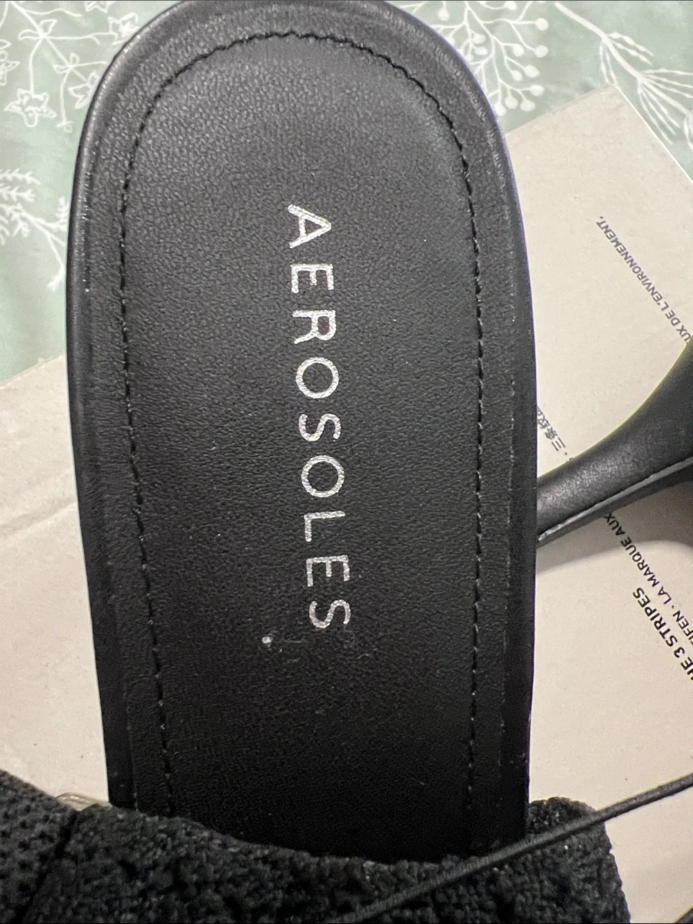 AEROSOLES Black Knit Slingback Pointed-Toe Heels